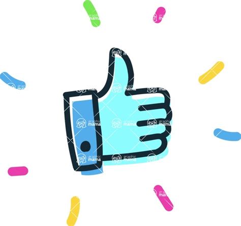 Colorful Doodle Thumbs Up Icon Cute Icons Mega Pack Graphicmama