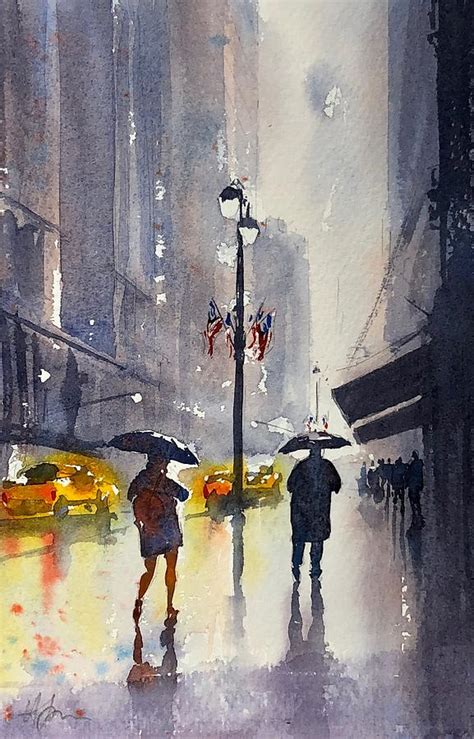 New York City Rain Painting By Henry Jones Fine Art America