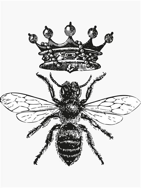 Queen Bee Vintage Honey Bees Black And White Sticker By