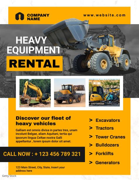 Copy Of Heavy Vehicles And Equipment Rental Flyer Adv Postermywall