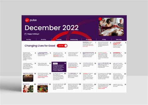 December 2022 Mental Wellbeing Calendar Virgin Pulse