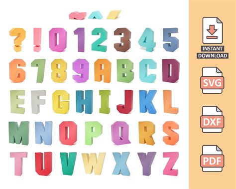 3d Square Letters Accents Marks And Numbers Pack Alphabet Etsy