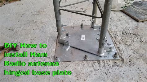 30' homemade antenna mast for ham radio. DIY Ham radio antenna tower hinge plate installation 12-19 ...