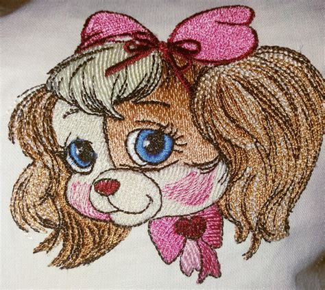 Portrait Of Cute Dog Embroidery Design Showcase With