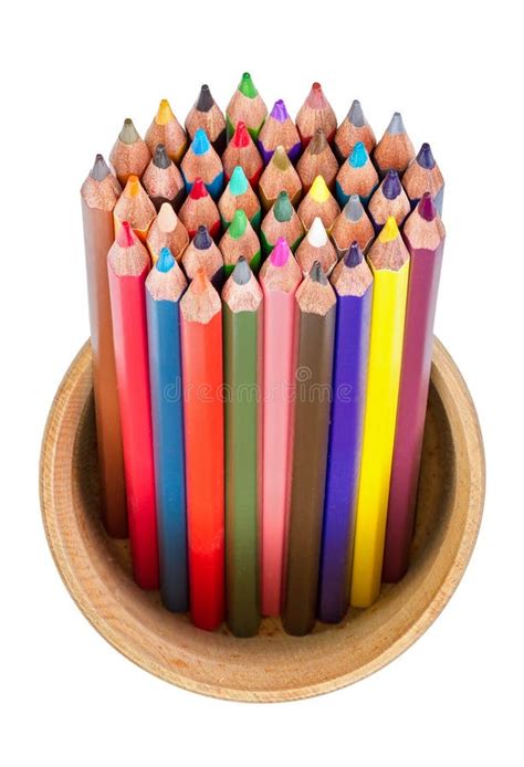Colored Pencils In Pencil Box Isolated Stock Photo Image Of Idea