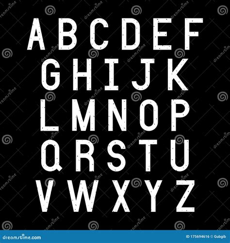 White Alphabet Letters On Black Background Stock Vector Illustration