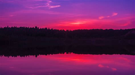 Download Wallpaper 1920x1080 Lake Sunset Horizon Evening Night Sky