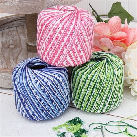 Multicolor Cotton Crochet Thread Size 10 Variegated Garden Greens