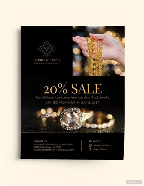 Black Gold Jewelry Flyer Template In Illustrator Indesign Pages