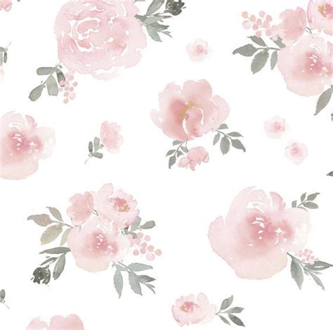 Soft Pink Pastel Floral Wallpaper Mural Traditional Or Etsy In 2021