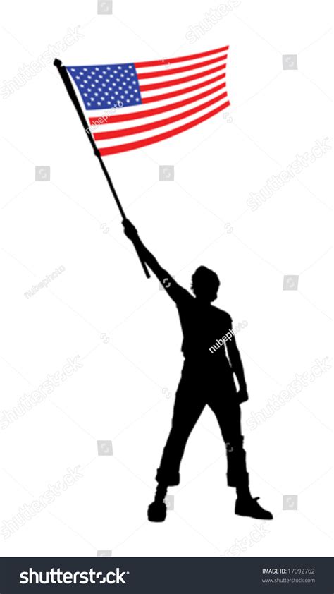 Vector Illustration Young Man Holding Flag Stock Vector Royalty Free 17092762 Shutterstock
