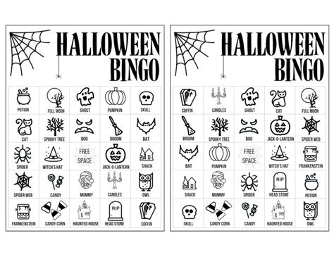 Halloween Bingo Printable Game Cards Template Paper Trail Design