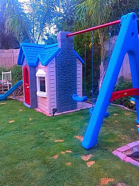 Read product specifications, calculate tax and shipping charges, sort your results, and buy with confidence. Little Tikes Playhouse With Attached Climber Slide & Swing ...