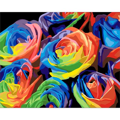 Frameless Picture Roses Flowers Diy Painting By Numbers Modern Wall Art
