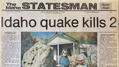 Idaho Earthquake History Boises Past Quakes Borah Peak Idaho