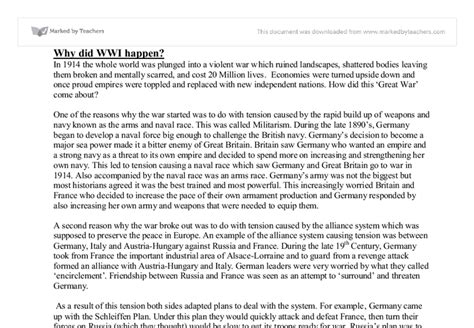 History Essay Why Did World War One Happen Gcse History Marked By