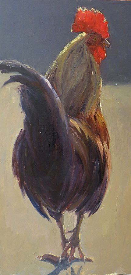 Strut By Kathleen Dunphy Oil ~ 20 X 10 Rooster Painting Rooster Art