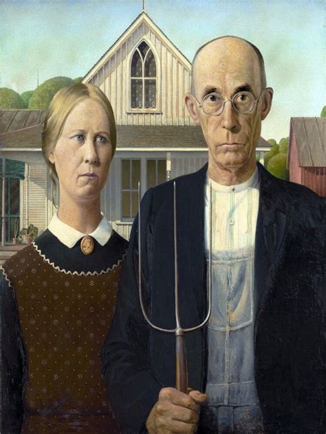 6546american Gothic Paintingwoman With Man And Pitchforkposterart