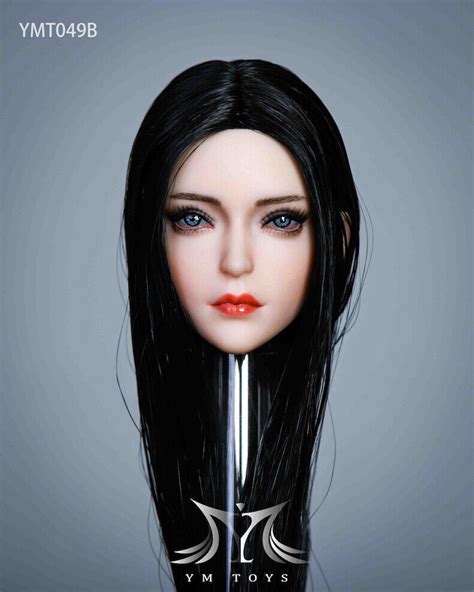 16 Female Head Sculpt Straight Black Hair Blue Eyes For 12 Jiaou