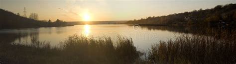 Sunset On The River Reeds The Sun Sets Stock Photo Image Of Nquiet