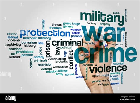 War Crime Concept Word Cloud Background Stock Photo Alamy