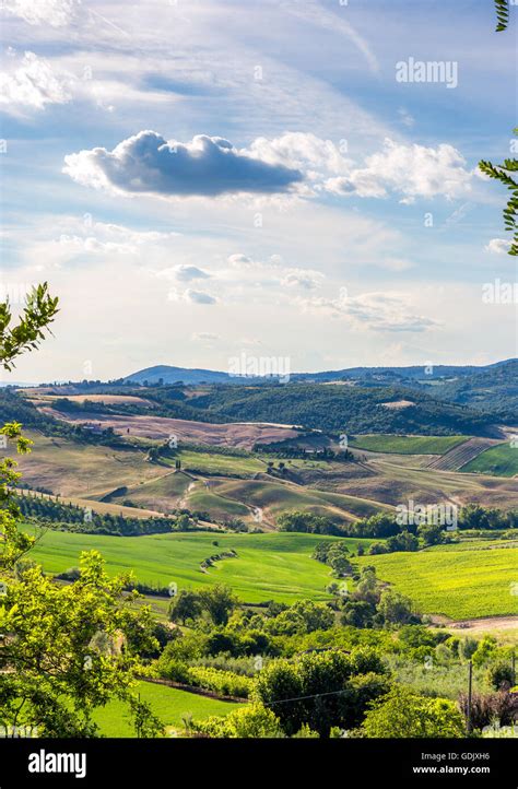 Aerial View Of Green Val Dorcia Valley Tuscany Stock Photo Alamy