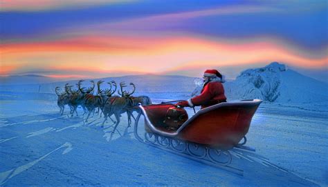 Hd Wallpaper Holiday Christmas Reindeer Santa Sleigh Snow