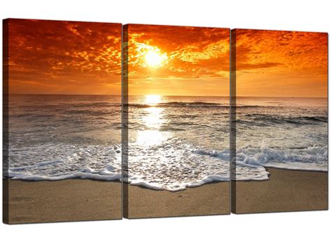 Fused glass beach suncatcher, sunset glass wall art, blue ocean waves, turquoise sea glass art, tropical window panel, beach house decor. Cheap Beach Sunset Canvas Prints UK Set of 3 for your ...