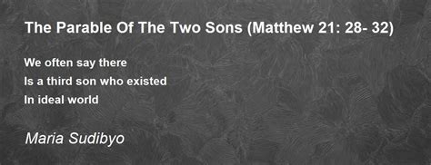 The Parable Of The Two Sons Matthew 21 28 32 The Parable Of The