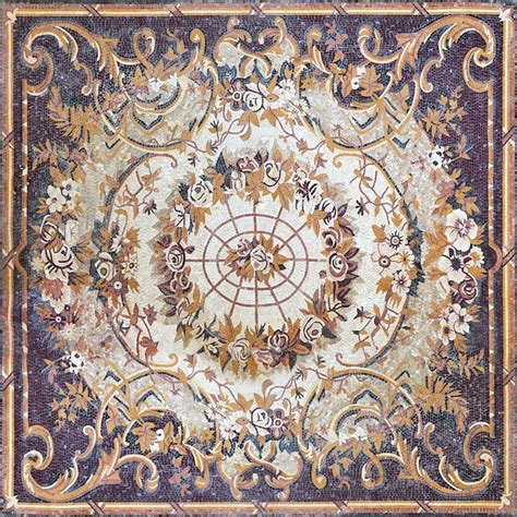 Flowery Rug Marble Mosaic Floor Art Inlay Rugs Mozaico