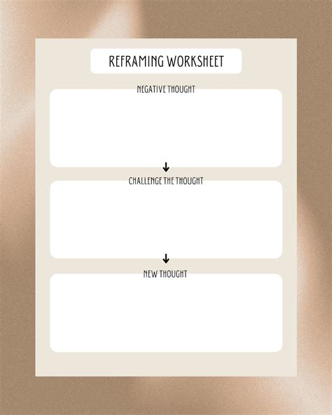 Thought Reframing Worksheet Cbt Digital Download Pdf Print Therapy For