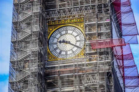 Big Ben Clock Tower Under Repair And Maintenance London Uk Editorial
