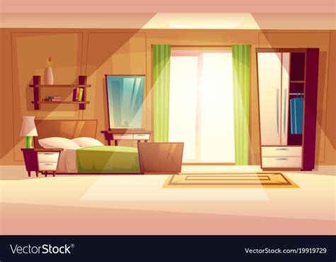 Cartoon Of A Bedroom Interior Royalty Free Vector Image