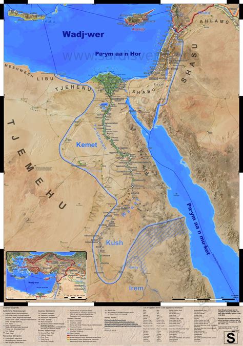 Detailed Map Of Ancient Egypt And Surroundings During Reign Of Ramesses
