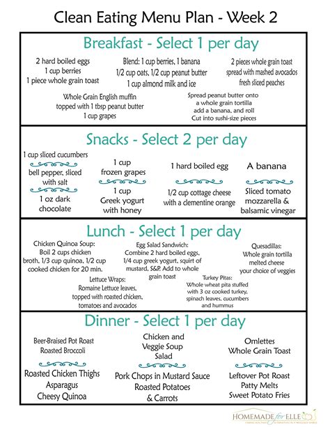 Clean Eating 7 Day Meal Plan Free Clean Eating Meal Plan Clean