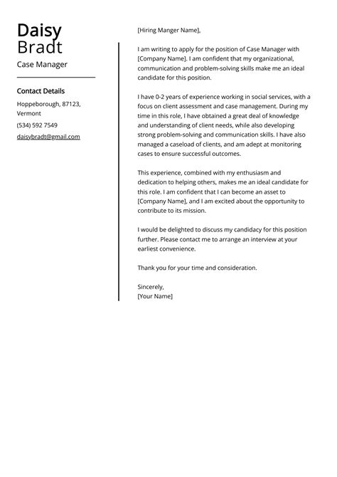 Case Manager Cover Letter Example for 2023 (Skills & Templates)