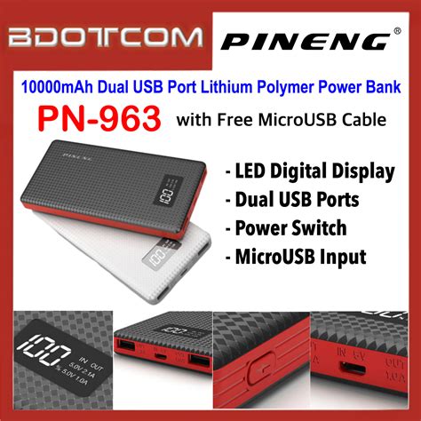 Order at pineng malaysia for 1 year warranty! Pineng PN-963 Digital LED Display 10000mAh Dual USB Ports ...