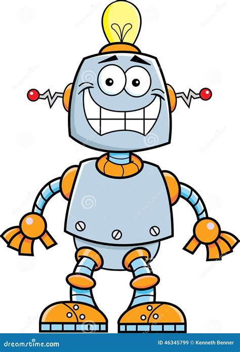 Cartoon Smiling Robot Stock Vector Illustration Of Clip 46345799