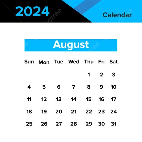 Calendário Do Mês De Agosto 2024 Png Calendário Mensal 2024