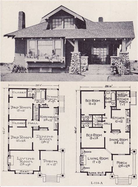 1922 Craftsman Style Bunglow House Plan No L 114 E W Stillwell Co