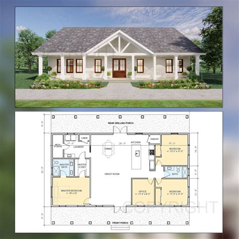 Lakeview House Construction Plans Open Plan Design Modern Farmhouse 3