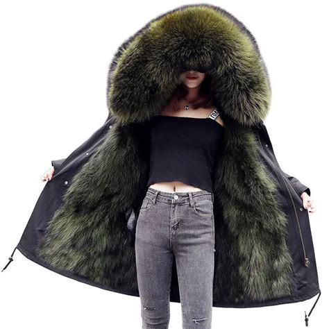 Winter Jacket Women Parka Coat Fox Fur Collar Cuff Hooded Coat Parka