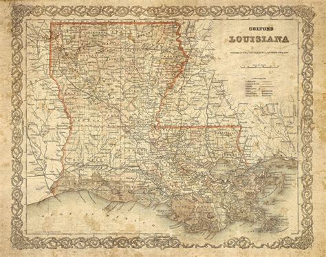 Vintage Louisiana Map Coltons 1886 Old Louisiana Map Historic Map