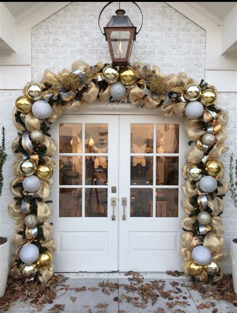 Silver And Gold Christmas Ornament Globe Archway Garland Front Door