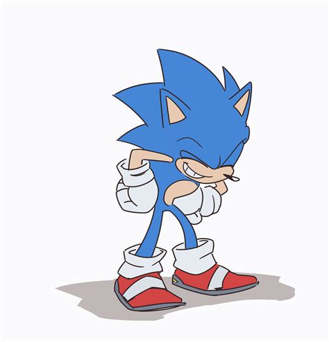 Sonic The Hedge Is Wearing Red And White Shoes With His Hands On His Hips