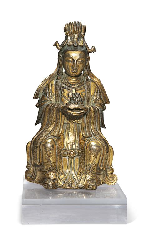 A Small Chinese Gilt Bronze Figure Of A Female Daoist Immortal Ming