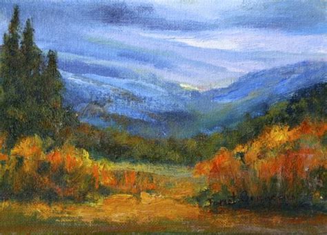 Blue Mountain Oil On Board In Landscape Paintings