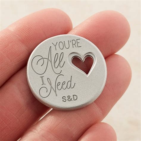 Personalized Romantic Heart Pocket Token Youre All I Need