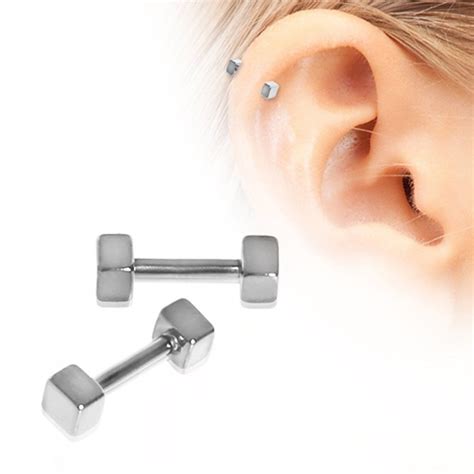 Amazon Com Cubed Cartilage Earring L Surgical Steel Jewelry Ear