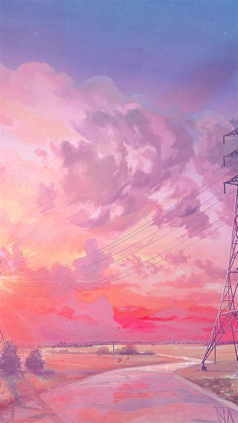 Arseniy Chebynkin Sunset Illustration Art Pink In 2020 Pink Anime